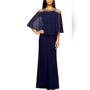Alex Evenings Women's Cold Shoulder Popover Dress